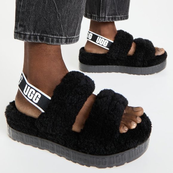 NEW size 8-8.5/39 UGG Oh Fluffita Fur Platform Slides - Picture 5 of 10